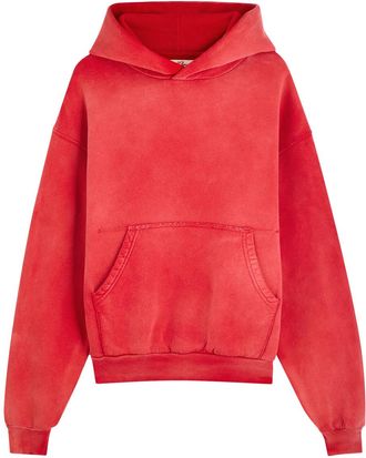 Cherry Los Angeles Embroidered Hooded Cotton Sweatshirt - Red - XL