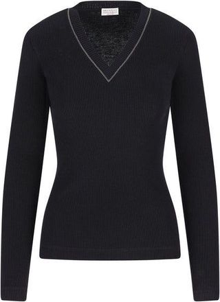 Brunello Cucinelli Brunello Cucinelli Womens Jersey - Black Wool - Size Large