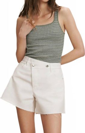 Veronica Beard Ellis Crossover Waistband Denim Shorts In White