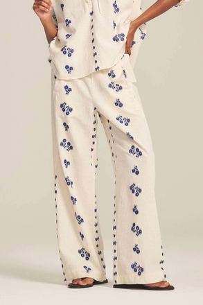 Velvet Nellie Pant In Cream/cobalt