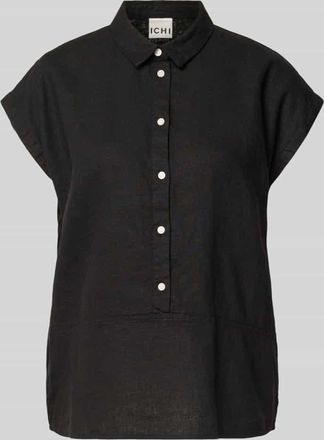 Ichi Regular Fit Bluse aus Leinen-Viskose-Mix Modell LINNO in Black, Gr&ouml;&szlig;e 34