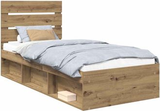 vidaXL Estructura De Cama Con Cabecera Roble Artesanal 100 X 200 Cm Vidaxl