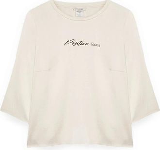 Fiorella Rubino Positive Feeling Satin Blouse - Dames - Blouses - Wit - 4XL - Satijn - Overhemden