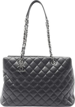 Chanel 2015-2016 Large Quilted Caviar City Shopping tote bag - Zwart