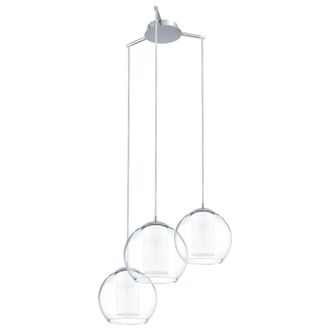 Loops Pendant Light Colour Chrome Shade White Clear Satin Glass Glass Bulb E27 3x60W