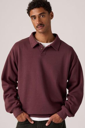 Levi's Leo Rugby Sweatshirt - Hombre - L - Rojo / Vineyard Wine