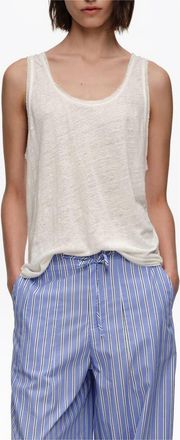 Bimba & Lola Washed Linen Vest Top in Ivory at Nordstrom, Size Medium Eu