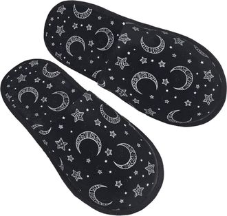 Generic Slippers For Women Stars And Moons Cotton Slippers Lining Anti-Skid Plush Slip, For Travel, Hotel, Indoor Outdoor, M
