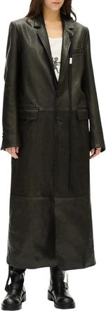 Ann Demeulemeester Lt 137 Enkelrij jas - Dames - Mantel - Zwart - XS - Leer - Jassen