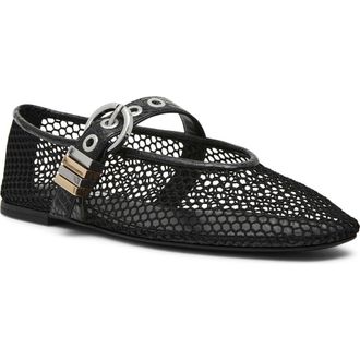 Steve Madden Lucia Mary Jane Flat in Black Mesh at Nordstrom, Size 6.5