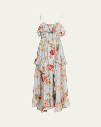Zimmermann Roselight Floral Frill Maxi Dress