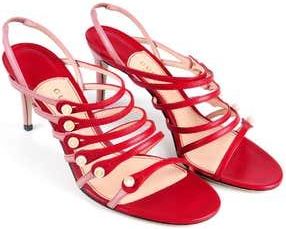 Gucci Red & Pink Patent Leather Strappy Sandals Size 36.5