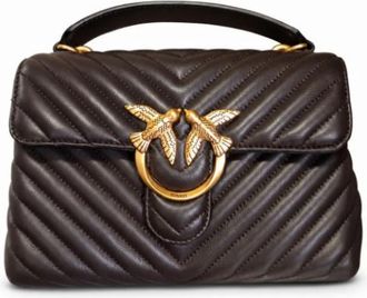 Pinko Love Lady Puff Mini - Dames - Handtassen - Bruin - ONE Size - Leer - Tassen