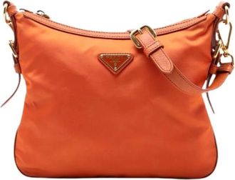 Prada Pre-owned Cross Body Bags, female, Orange, Size: ONE SIZE Pre-owned Nylon Crossbody Bag