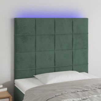 vidaXL Cabecero Con Luces Led Terciopelo Verde Oscuro 80x5x118/128 Cm Vidaxl