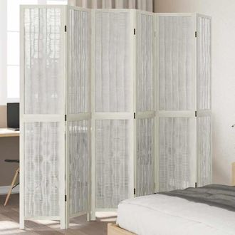vidaXL Vidaxl - Biombo Separador De 6 Paneles Madera Maciza Paulownia Blanco