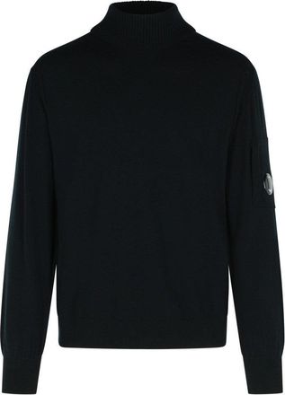 C.P. Company Lens Black Virgin Wool Blend Turtleneck Sweater