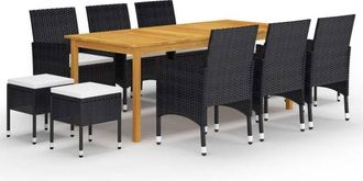 vidaXL Juego De Comedor De Jard&iacute;n De 11 Piezas Negro Vidaxl