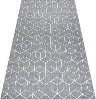 RugsX Rugsx - Alfombra De Cuerda Sisal Flat 48655/637 Cubos 3d Grey 120x170 Cm