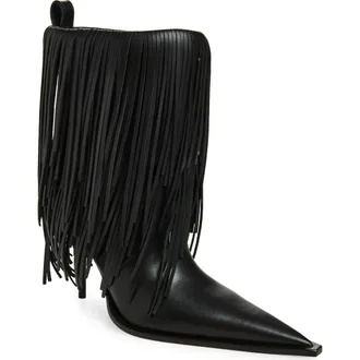Balenciaga Avenue Fringe Pointed Toe Boot in Black at Nordstrom, Size 10Us