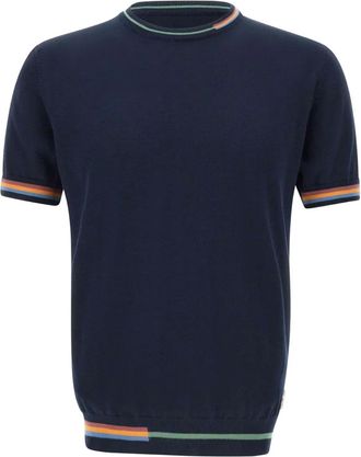 Bob T-shirt Willis con orlo a righe - Blu