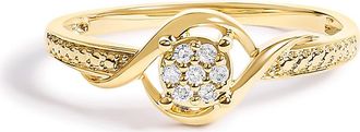 House of Brilliance 10K Yellow Gold Diamond Cluster Twisted Promise Ring at Nordstrom, Size 7.5