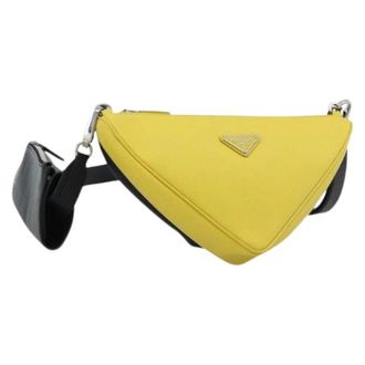 Prada Pre-owned Vintage Schoudertas - Dames - Pre-owned - Geel - Maat: ONE Size Leer