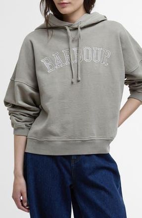 Barbour Katie Logo Embroidered Cotton Graphic Hoodie in Washed Khaki at Nordstrom Rack, Size 10 Us / 14 Uk