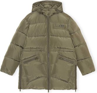 Ganni Recycled Polyester Oversized Puffer Midi Jacket - Size XXS/XS Green