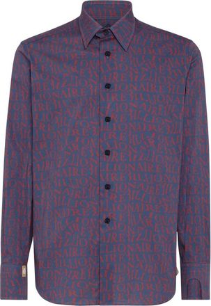 Billionaire Boys Club Monogram-pattern Katoenen Overhemd - Heren - Casual Overhemden - Blauw - S - Katoen - Overhemden