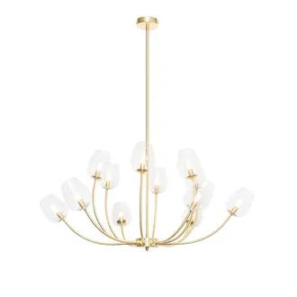 QAZQA Cl&aacute;sico/antiguo L&aacute;mpara Colgante Cl&aacute;sica Dorada Con Cristal 12 Luces - Elien Acero /vidrio Redonda Adecuado Para Led Max. 12 X 28 Watt - Qazqa