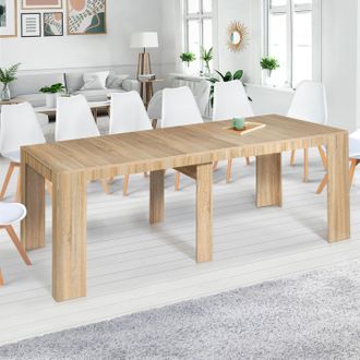 IDMarket Idmarket - Consola Extensible Orlando, 14 Plazas, 300 Cm, Madera Efecto Haya
