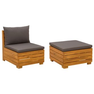 vidaXL Conjunto De Sof&aacute;s De Jard&iacute;n Con Coj&iacute;n 2 Pieza Marr&oacute;n Vidaxl