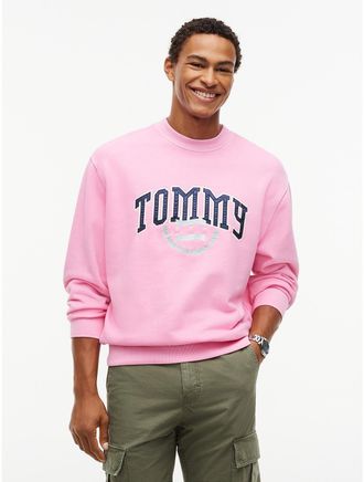 Tommy Hilfiger Mens Tommy Jeans Garment-Dyed Sweatshirt - Rose Tea - XL