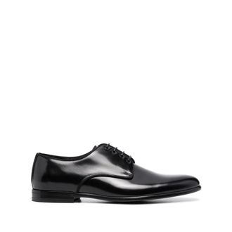 Dolce & Gabbana Zwarte platte derby schoenen - Heren - Nette schoenen - Zwart - 40 EU - Leer - Schoenen