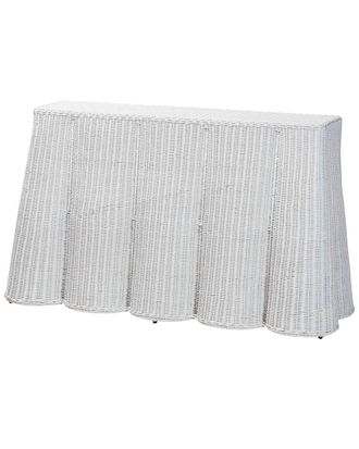 Baxton Studio Palm Bohemian Scallop Rattan Console Table