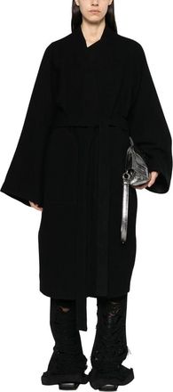Rick Owens V-hals Jas met Riem - Dames - Jas met riem - Zwart - M - Jassen