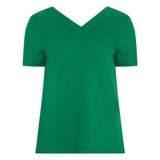 Herno Blouses, female, Green, Size: M Chic Cotton Jersey V-neck T-shirt