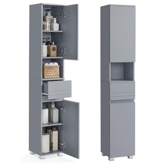Vasagle Armario de ba&ntilde;o con 1 caj&oacute;n y estantes de color gris
