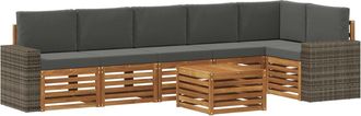 vidaXL Conjunto De Sof&aacute;s De Exterior 7 Uds. Natural Y Antracita Vidaxl