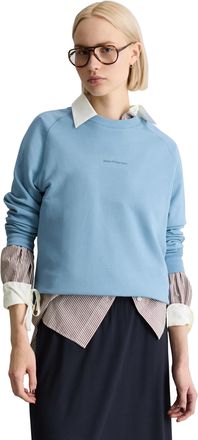 Marc O'Polo Denim Sweatshirt MARC OPOLO DENIM, Damen, Gr. XL, blau dawn, angeraute Sweatware, Obermaterial: 100% Baumwolle, relaxed fit normal, Rundhals, Rippb&uuml;ndchen, 