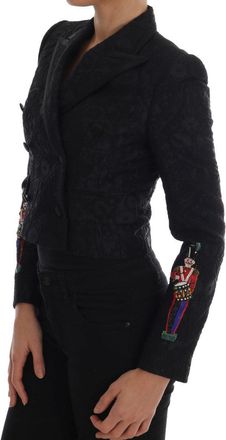 Dolce & Gabbana Womens Black Brocade Blazer Jacket Nylon Clothing
