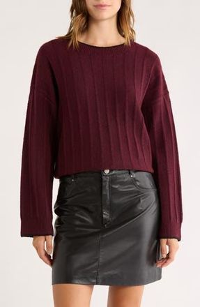 Elodie Contrast Stitch Pullover Sweater in Burgundy at Nordstrom Rack, Size Medium