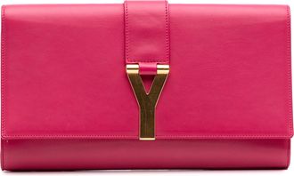Saint Laurent Pre-owned Womens Cassandre Clutch Elegant Handbag - Dusty Pink Leather - One Size