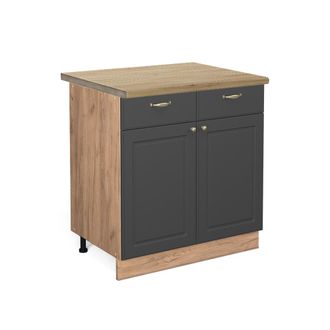 Vicco Mueble Bajo De Cocina Fame-line, Antracita-oro, 80 Cm, Et Roble