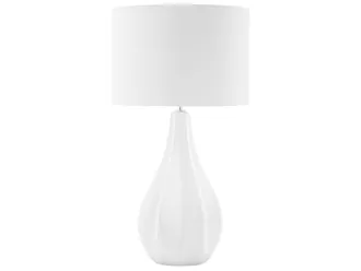 Beliani L&aacute;mpara de mesa porcelana blanco crema