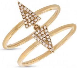 Allurez 0.14ct 14k Yellow Gold Diamond Pave Triangle Ring