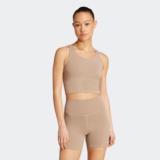 adidas Sport-BH ADIDAS PERFORMANCE ALL ME MS TANK, Damen, Gr. XL, N-Gr, braun (chalky braun), Obermaterial: 79% Polyester, 21% Elasthan, BHs Sport-BH