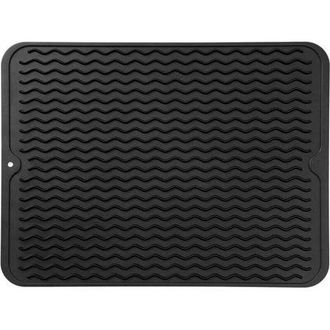 OEM Alfombrilla De Secado De Silicona Multiusos Para Encimeras, Fregaderos, Frigor&iacute;ficos O Cajones, Color Negro, 40,6 Cm (largo) X 30,5 Cm (ancho)