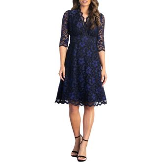 Kiyonna Mon Cherie Lace Cocktail Dress in Violet Noir at Nordstrom, Size X-Small